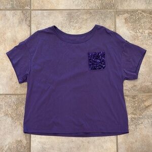 Justice Purple Shirt with Sequin Pocket Size XL 16/18 Plus Girls